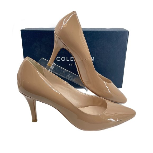Cole Haan Tan Patent Leather Pumps | Classic Stiletto Heels - Picture 1 of 9